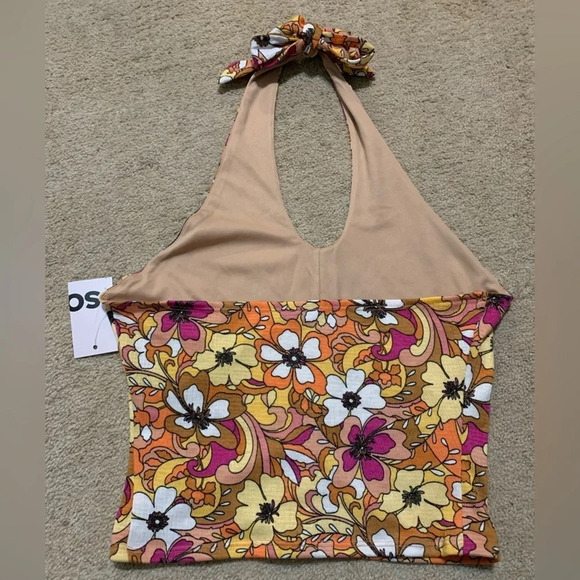 Boho Floral Halter Tank Top NWT size M - Picture 3 of 5